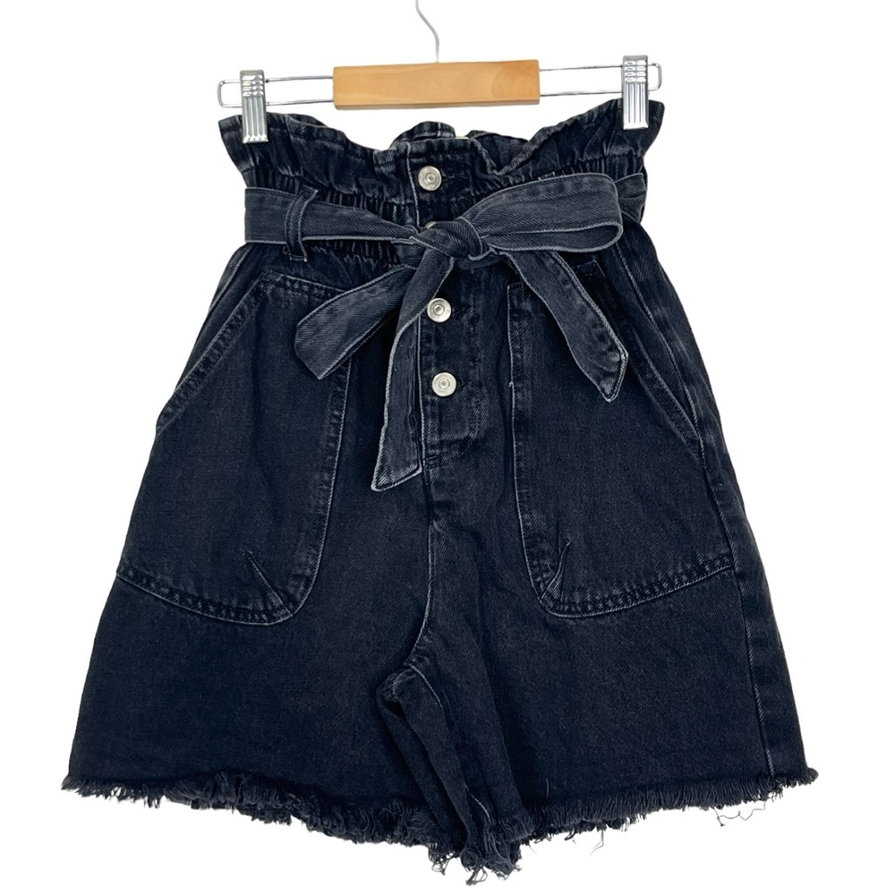 Zara Paperbag High Waist Belted Jean Shorts
